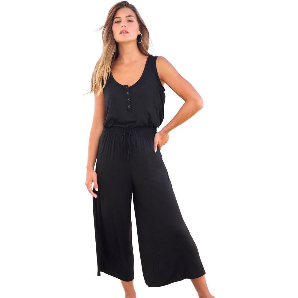 image:imageSwimsuits for All Swim 365 Womens Plus Size Jumpsuit CoverUpBlack
