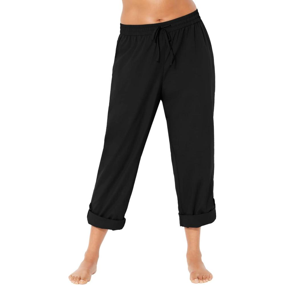 image:imageSwimsuits for All Swim 365 Womens Plus Size Taslon Cover Up RollUp PantBlack