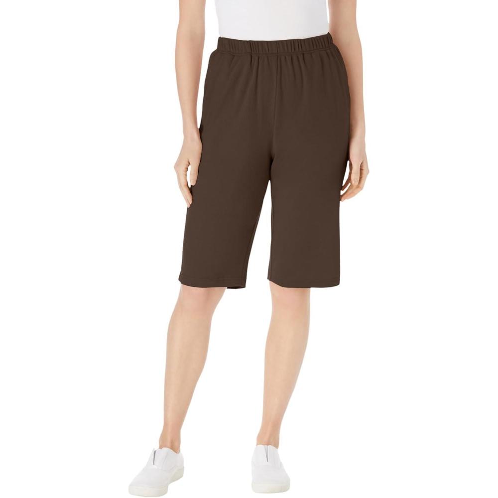 image:imageWoman Within Plus Size 7Day Knit Bermuda ShortsChocolate