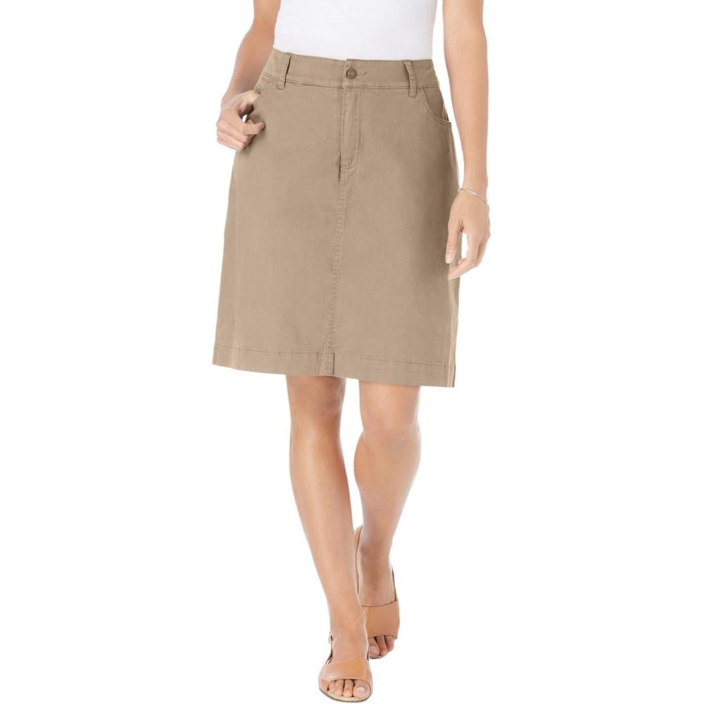 image:imageWoman Within Plus Size Adjustable Waist Chino SkortNatural Khaki