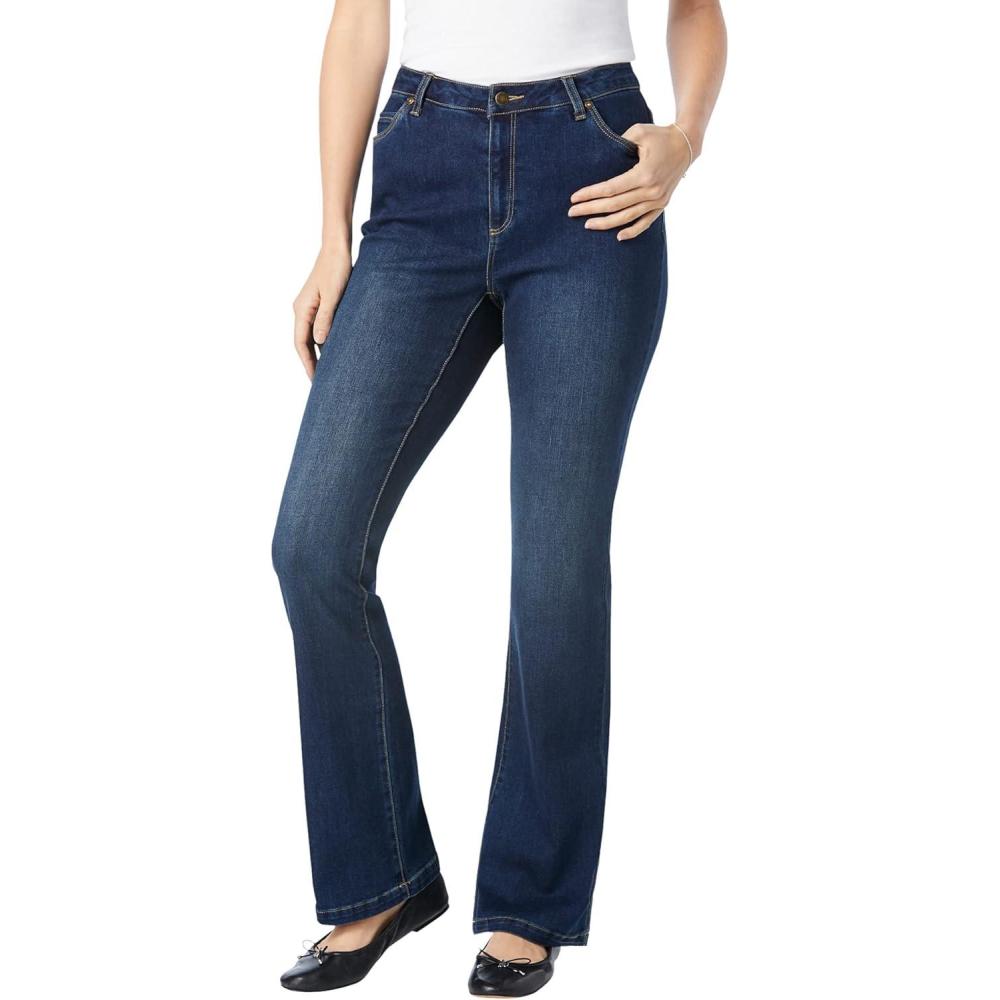 image:imageWoman Within Plus Size Bootcut Stretch Comfort Denim FivePocket JeansDark Sanded Wash