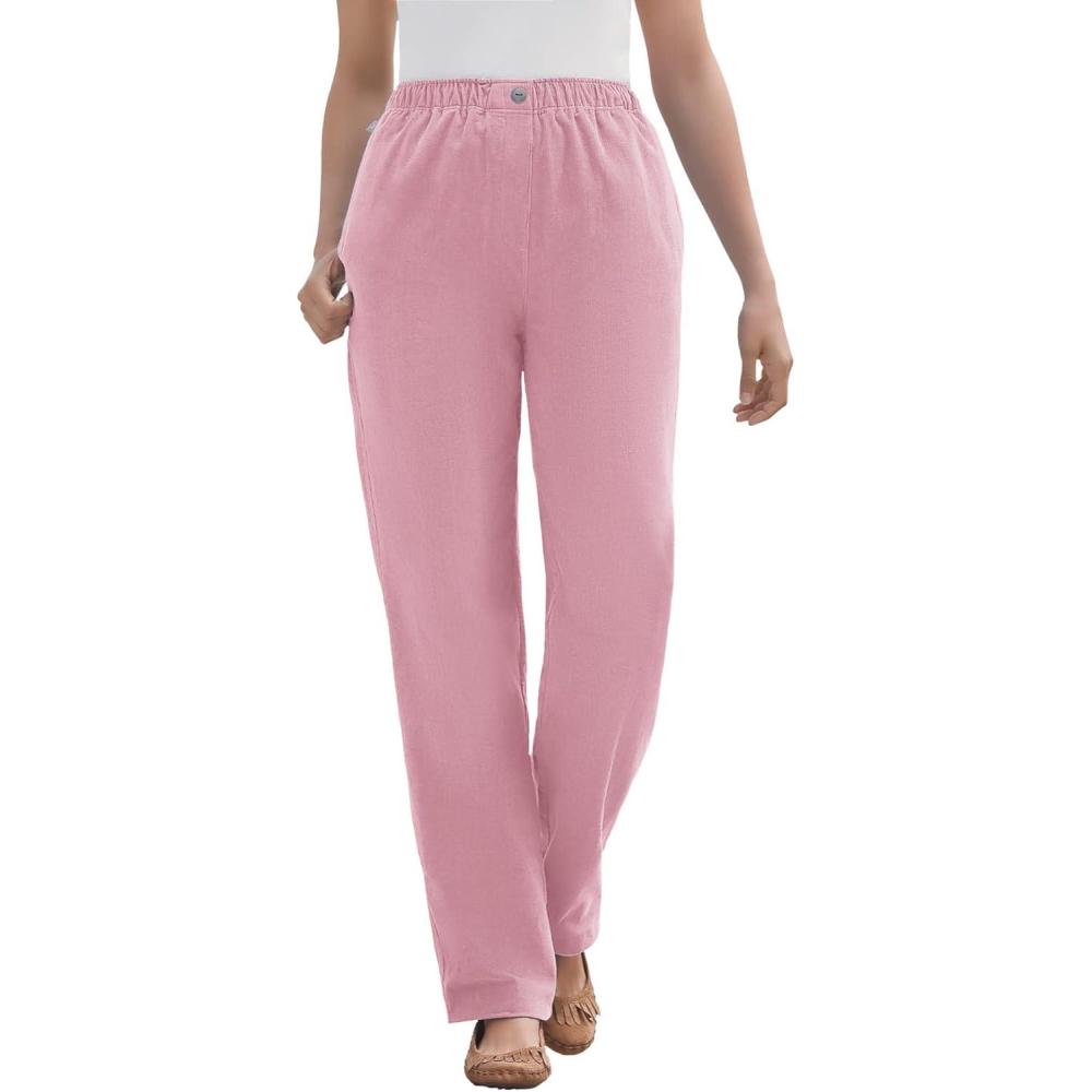 image:imageWoman Within Plus Size Petite 7Day Corduroy StraightLeg PantDusty Pink