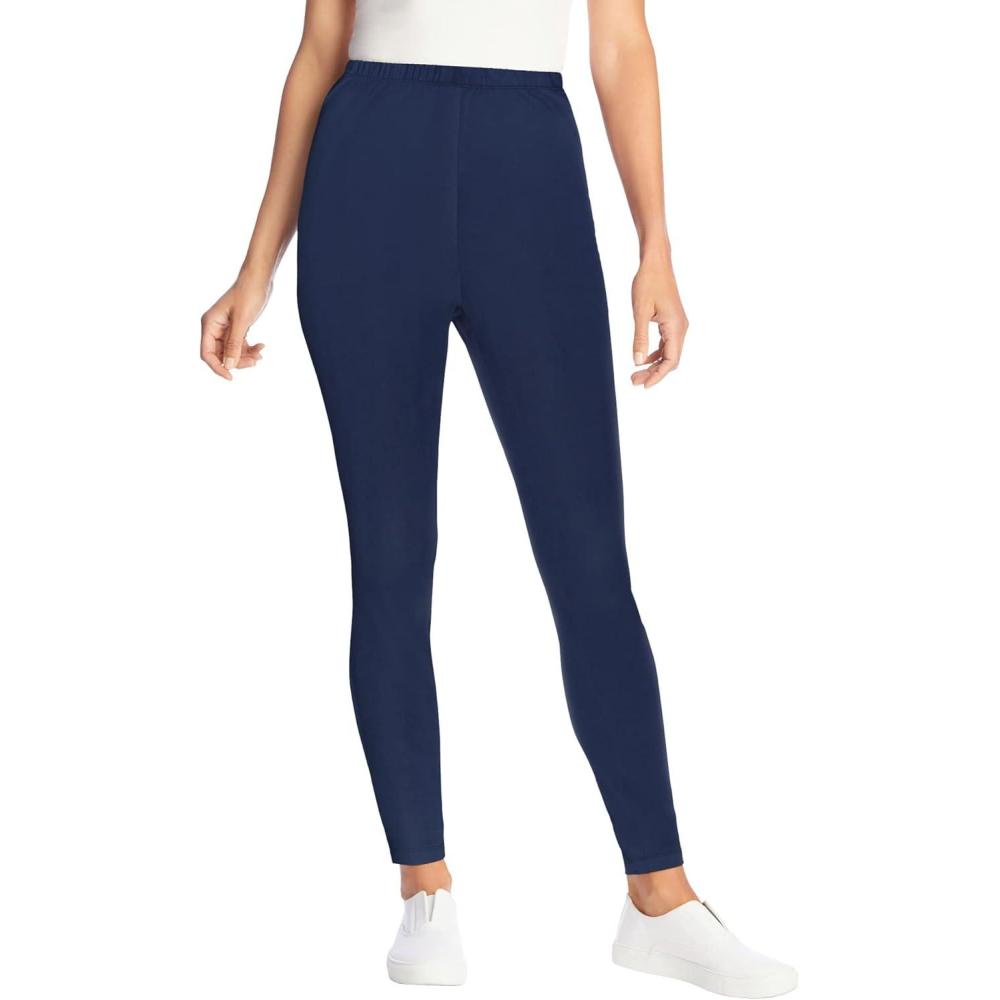 image:imageWoman Within Plus Size Petite Stretch Cotton Cozy LeggingNavy