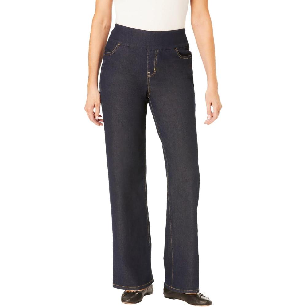 image:imageWoman Within Plus Size PullOn WideLeg Denim JeanIndigo