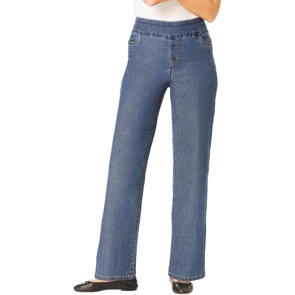 image:imageWoman Within Plus Size PullOn WideLeg Denim JeanMedium Stonewash