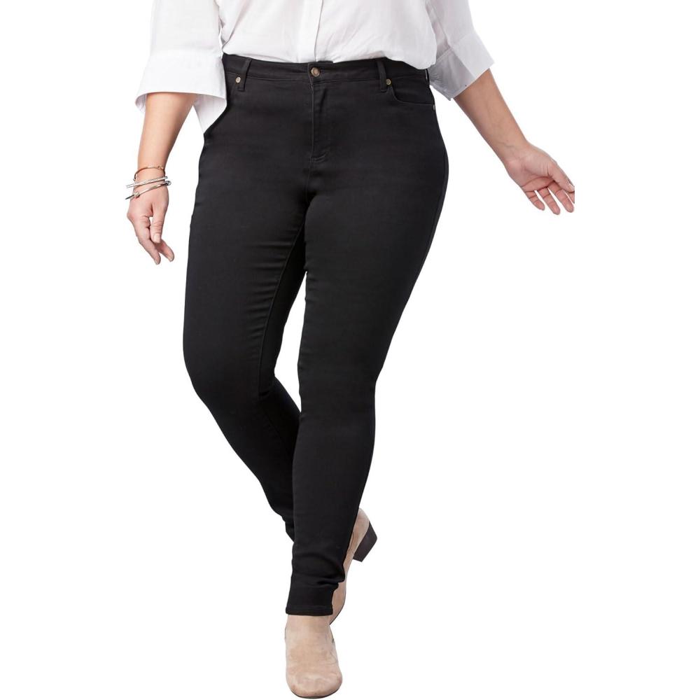 image:imageWoman Within Plus Size SlimLeg Stretch Comfort Denim FivePocket JeansBlack Denim