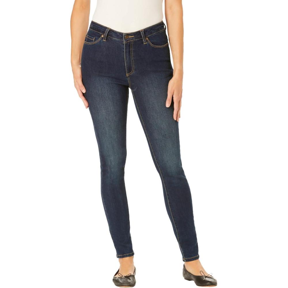 image:imageWoman Within Plus Size SlimLeg Stretch Comfort Denim FivePocket JeansDark Sanded Wash