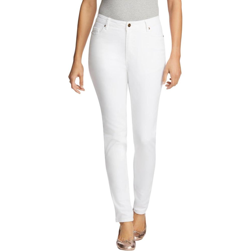 image:imageWoman Within Plus Size SlimLeg Stretch Comfort Denim FivePocket JeansWhite
