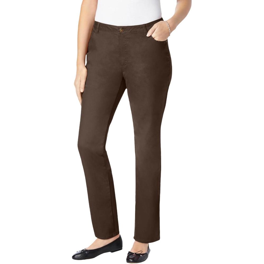 image:imageWoman Within Plus Size StraightLeg Stretch Comfort Denim FivePocket JeansChocolate