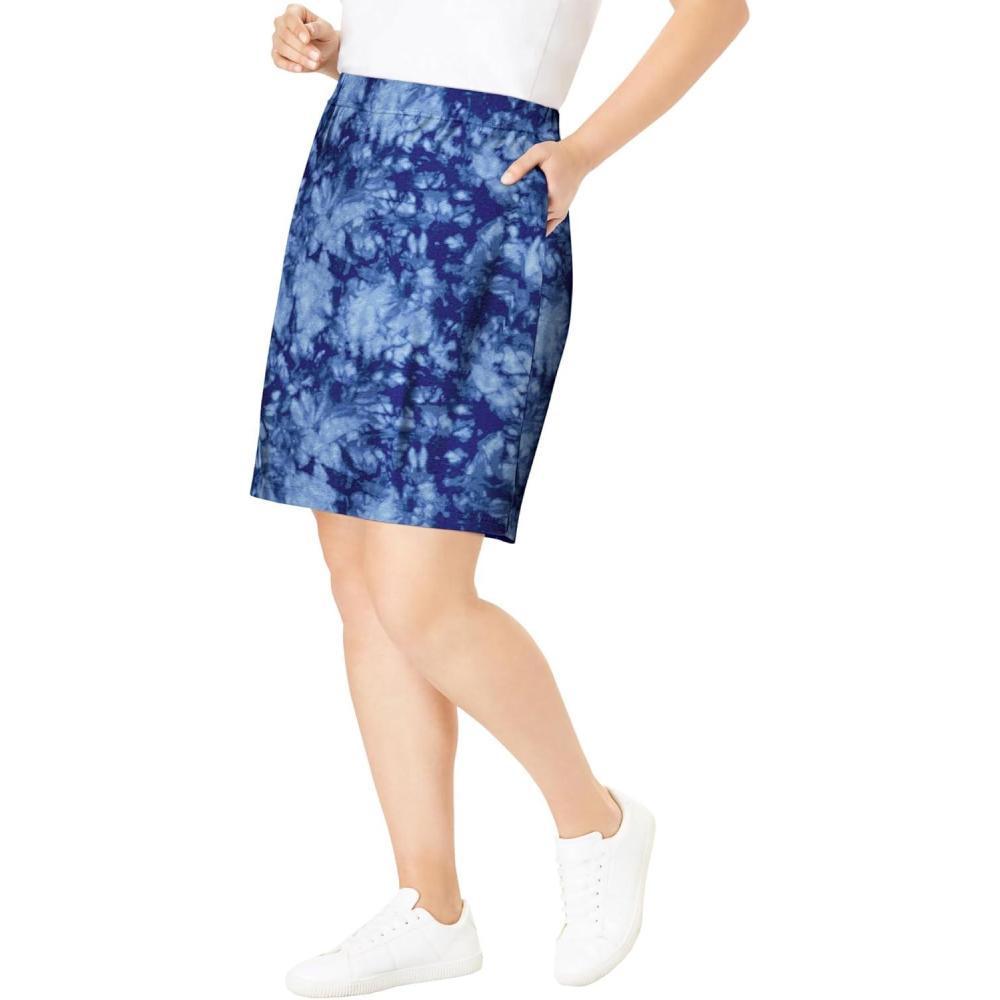 image:imageWoman Within Plus Size Stretch Cotton SkortBlue Tie Dye