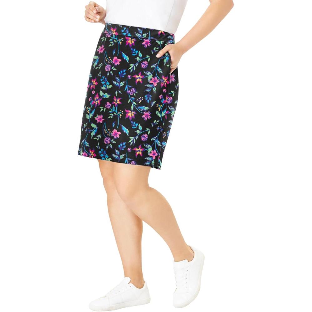 image:imageWoman Within Plus Size Stretch Cotton SkortMulti Graphic Floral