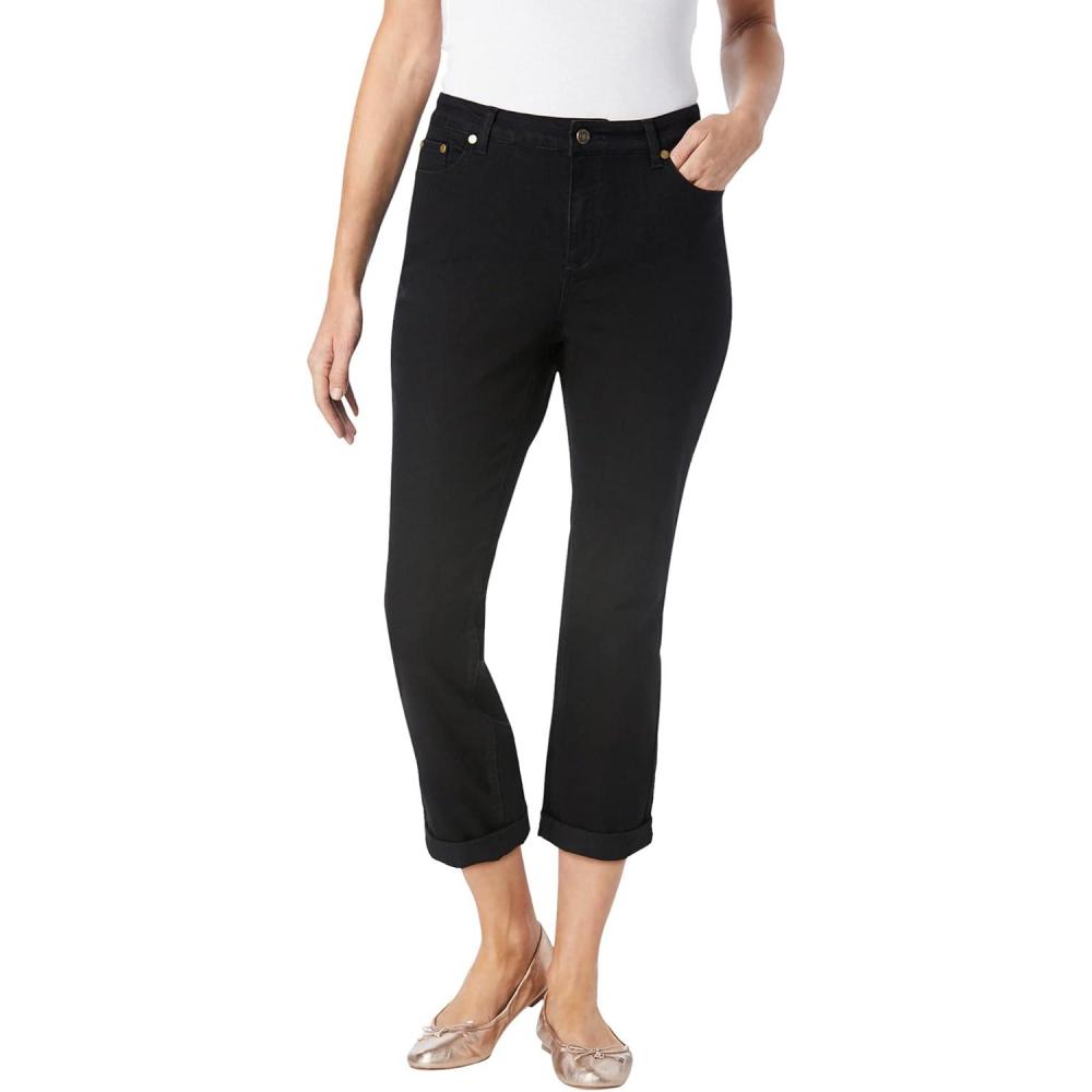 image:imageWoman Within Plus Size Stretch Denim FivePocket Girlfriend JeansBlack Denim