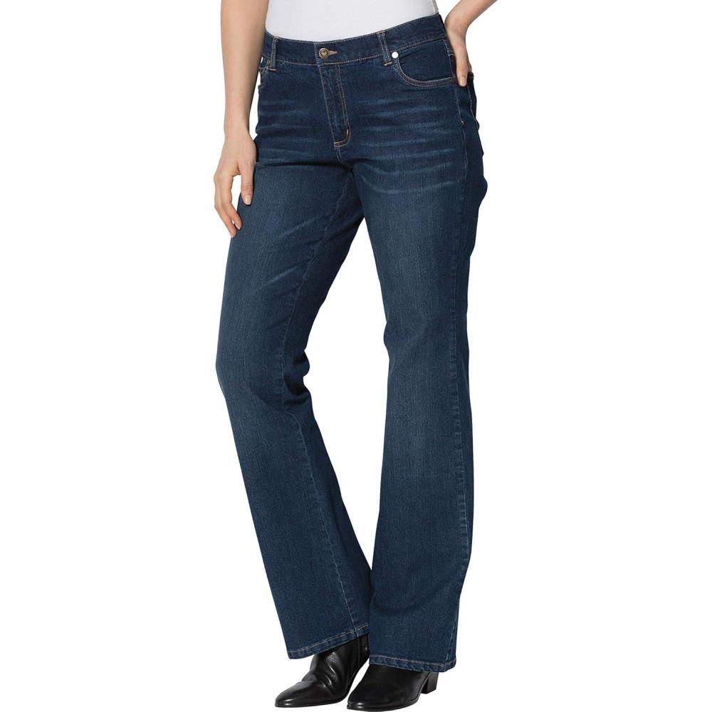 image:imageWoman Within Plus Size Tall Stretch Denim FivePocket Bootcut JeansMidnight Sanded