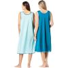 Only Necessities Plus Size 2-Pack Sleeveless Nightgown(Deep Teal Pale Ocean)