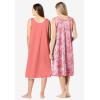 Only Necessities Plus Size 2-Pack Sleeveless Nightgown(Sweet Coral Flower)