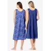 Only Necessities Plus Size 2-Pack Sleeveless Nightgown(Ultra Blue French Blue Flower)