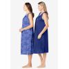 Only Necessities Plus Size 2-Pack Sleeveless Nightgown(Ultra Blue French Blue Flower)
