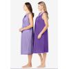 Only Necessities Plus Size 2-Pack Sleeveless Nightgown(Ultra Blue French Blue Flower)