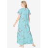 Only Necessities Plus Size Short Pintuck Knit Gown(Green Floral)