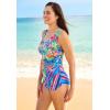 Swim 365 Women’s Plus Size Cargo Swim Short with Built-in Brief(Rainbow Paradise)