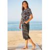 Swimsuits For All Swim 365 Women’s Plus Size Cross-Back Swim Tee(Black Palm)