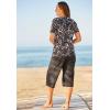Swimsuits For All Swim 365 Women’s Plus Size Cross-Back Swim Tee(Black Palm)