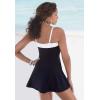 Swimsuits for All Swim 365 Women’s Plus Size Bandeau Swimdress(Black White)
