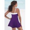 Swimsuits for All Swim 365 Women’s Plus Size Bandeau Swimdress(Grape Jam White)