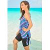 Swimsuits for All Swim 365 Women’s Plus Size Blouson Tankini Top with Adjustable Straps(Multi Watercolor Stripe)