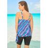 Swimsuits for All Swim 365 Women’s Plus Size Blouson Tankini Top with Adjustable Straps(Multi Watercolor Stripe)
