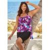 Swimsuits for All Swim 365 Women’s Plus Size Blouson Tankini Top with Adjustable Straps(Psychedelic Hibiscus)
