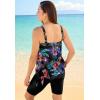 Swimsuits for All Swim 365 Women’s Plus Size Blouson Tankini Top with Adjustable Straps(Psychedelic Hibiscus)