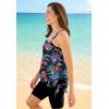 Swimsuits for All Swim 365 Women’s Plus Size Blouson Tankini Top with Adjustable Straps(Psychedelic Hibiscus)