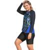 Swimsuits for All Swim 365 Women’s Plus Size Chlorine Resistant Long-Sleeve Colorblock Swim Tee(Blue Painterly Leaves)
