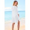 Swimsuits for All Swim 365 Women’s Plus Size Embroidered Cotton Gauze Cover-Up(White)