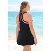 Swimsuits for All Swim 365 Women’s Plus Size High Neck Racerback 2-Piece Swimdress(Black Vanity)