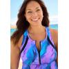 Swimsuits for All Swim 365 Women’s Plus Size High Neck Racerback 2-Piece Swimdress(Blue Purple Brushstroke)