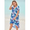 Swimsuits for All Swim 365 Women’s Plus Size High-Low Cover Up(Multi Watercolor Tie Dye)
