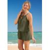 Swimsuits for All Swim 365 Women’s Plus Size High-Neck Swim Romper(Olive)