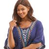 Swimsuits for All Swim 365 Women’s Plus Size Lace-Up Caftan Cover Up(Black Multi)