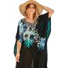 Swimsuits for All Swim 365 Women’s Plus Size Long Embellished Cover Up(Merlot Mixed Animal)
