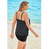 Swimsuits for All Swim 365 Women’s Plus Size Longer-Length Tiered-Ruffle Tankini Top(Black Dots)