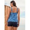Swimsuits for All Swim 365 Women’s Plus Size Longer-Length Tiered-Ruffle Tankini Top(Coastal Sea Glass)