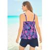 Swimsuits for All Swim 365 Women’s Plus Size Longer-Length Tiered-Ruffle Tankini Top(Navy Tropical Floral)
