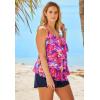 Swimsuits for All Swim 365 Women’s Plus Size Longer-Length Tiered-Ruffle Tankini Top(Spiced Hibiscus)