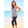 Swimsuits for All Swim 365 Women’s Plus Size Mesh-Insert Twist Front Tankini(Black White Abstract)