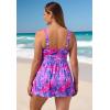 Swimsuits for All Swim 365 Women’s Plus Size Twist-Front Swim Dress(Bright Fuchsia Watercolor Floral)