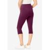 Woman Within Plus Size Petite Stretch-Cotton Knit Pull-On Pocket Capri Leggings(Deep Claret)