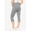 Woman Within Plus Size Petite Stretch-Cotton Knit Pull-On Pocket Capri Leggings(Medium Heather Grey)