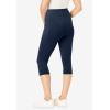 Woman Within Plus Size Petite Stretch-Cotton Knit Pull-On Pocket Capri Leggings(Navy)